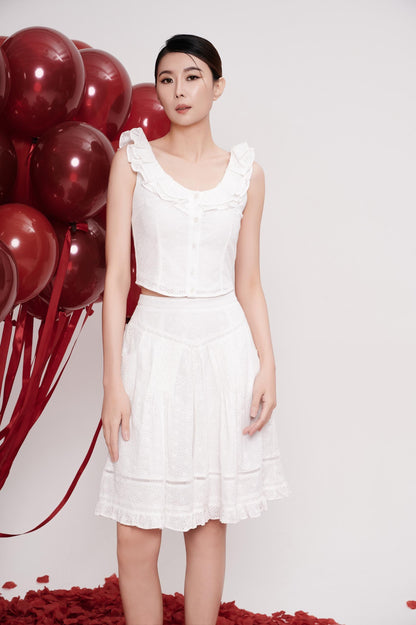 Olivia Ruffle Hem Midi Skirt