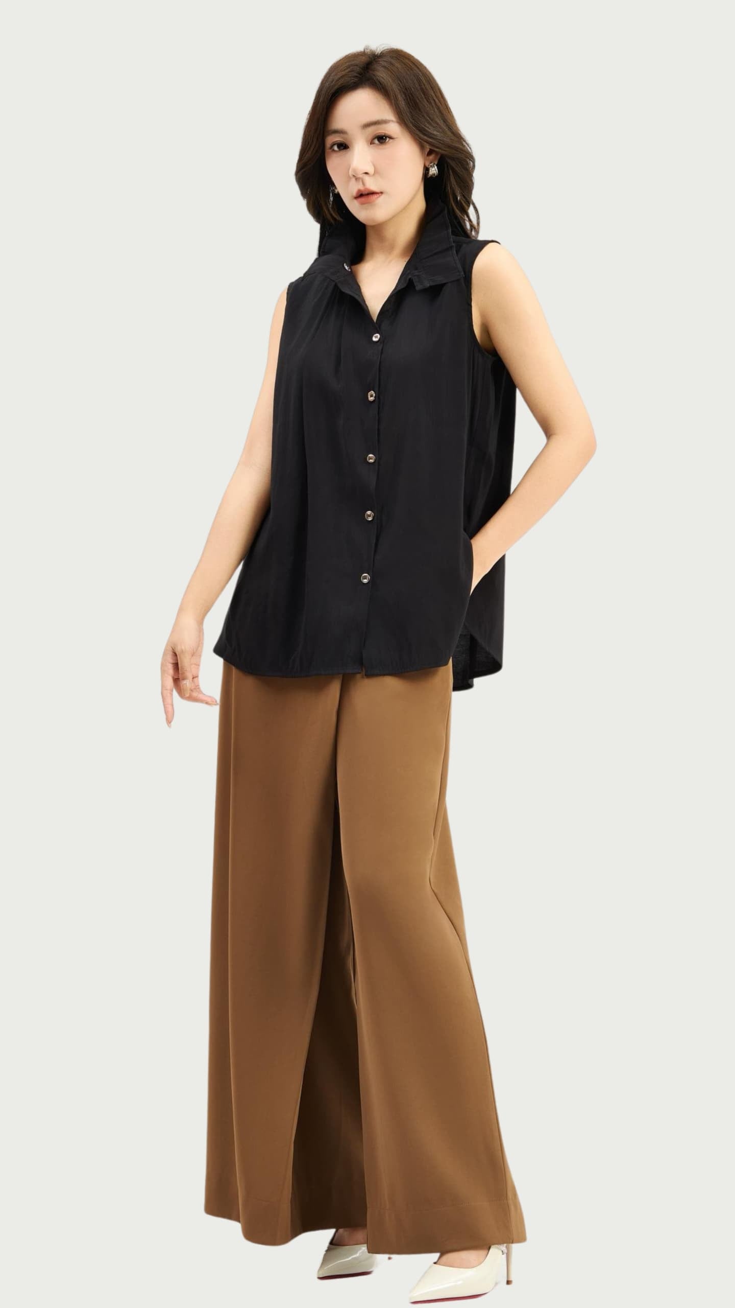 Ziri Ruffle Neck Tencel Top