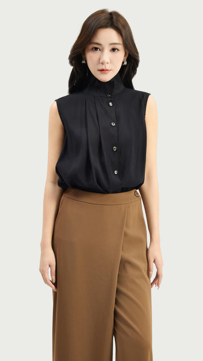 Ziri Ruffle Neck Tencel Top