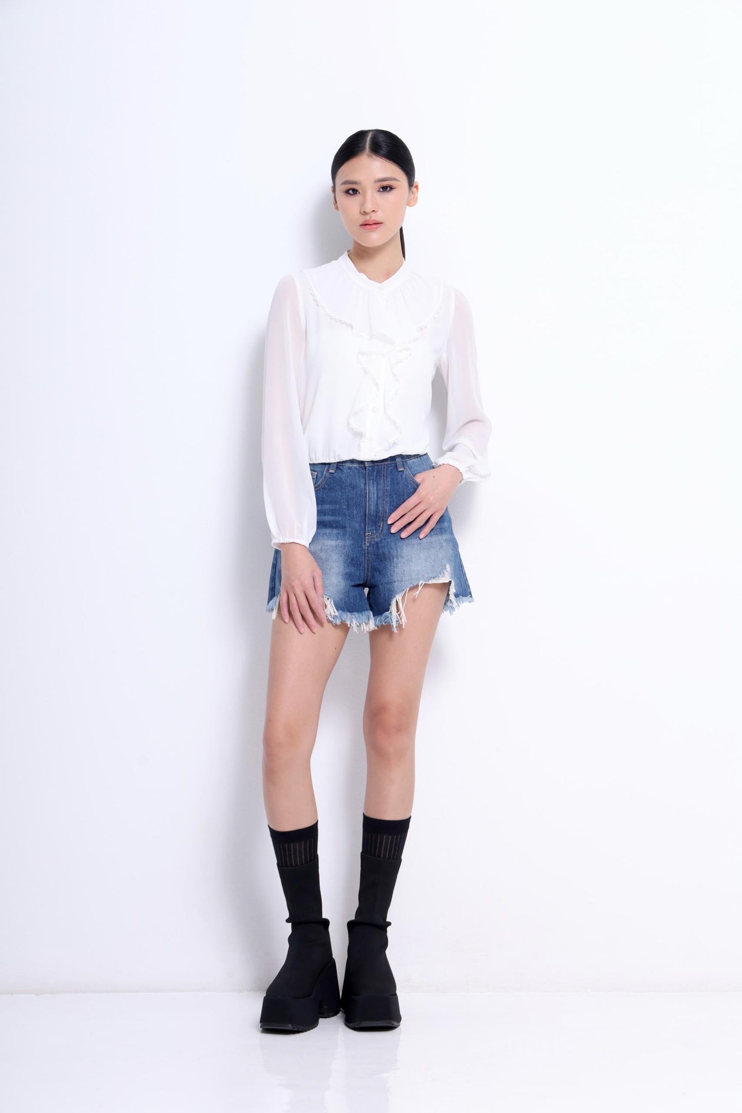 Ella Cascade Ruffle Blouse