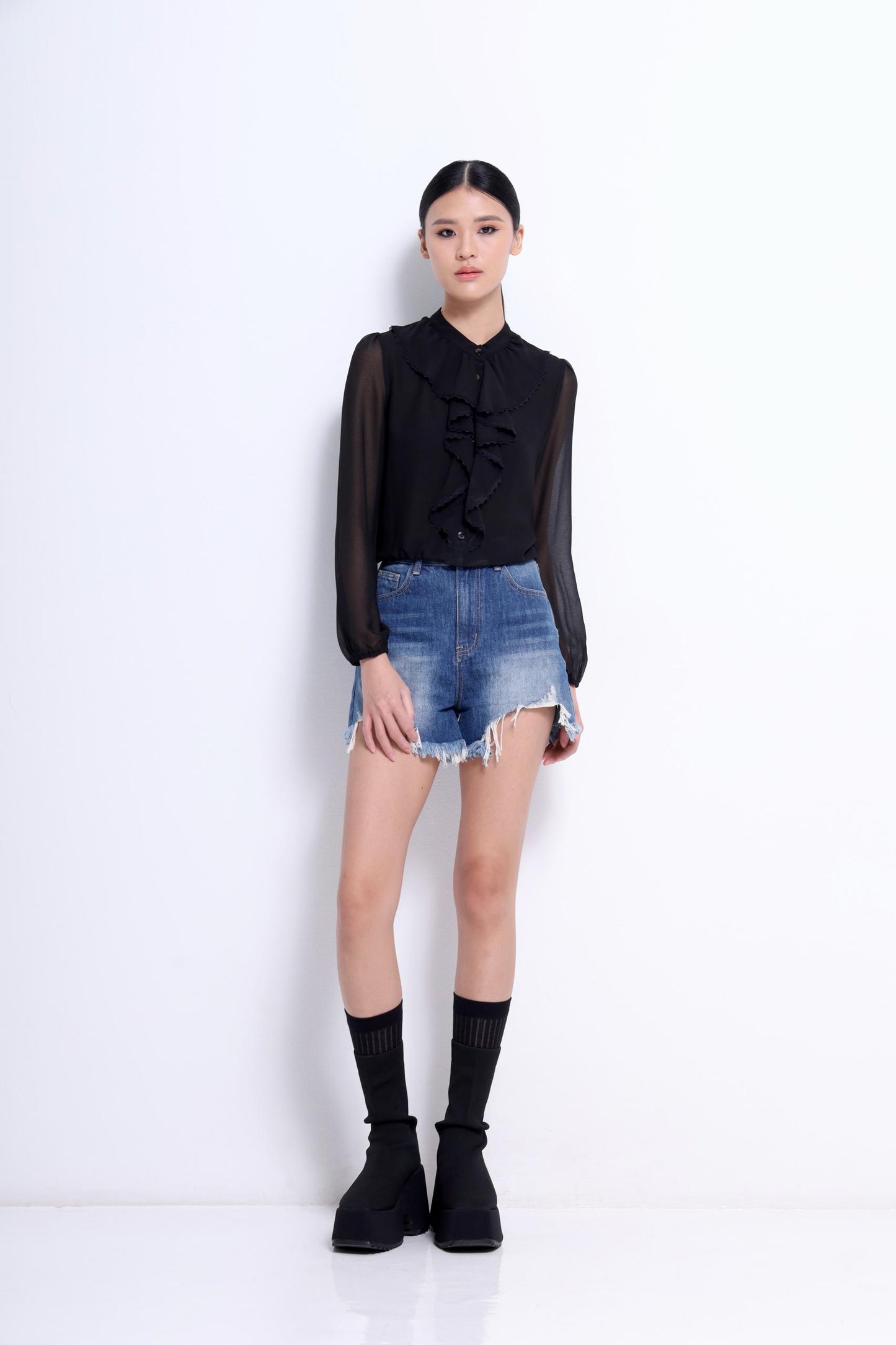 Ella Cascade Ruffle Blouse