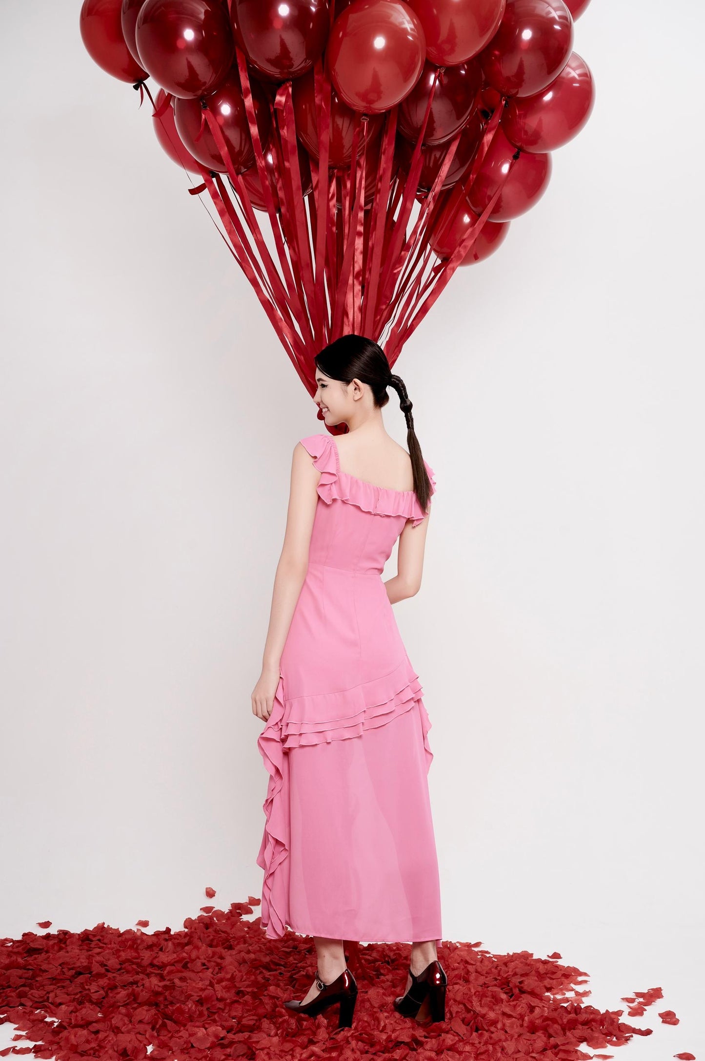 Vayda Asymmetrical Ruffles Dress