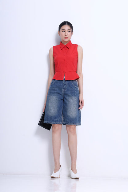 Nim Sleeveless Peplum Shirt
