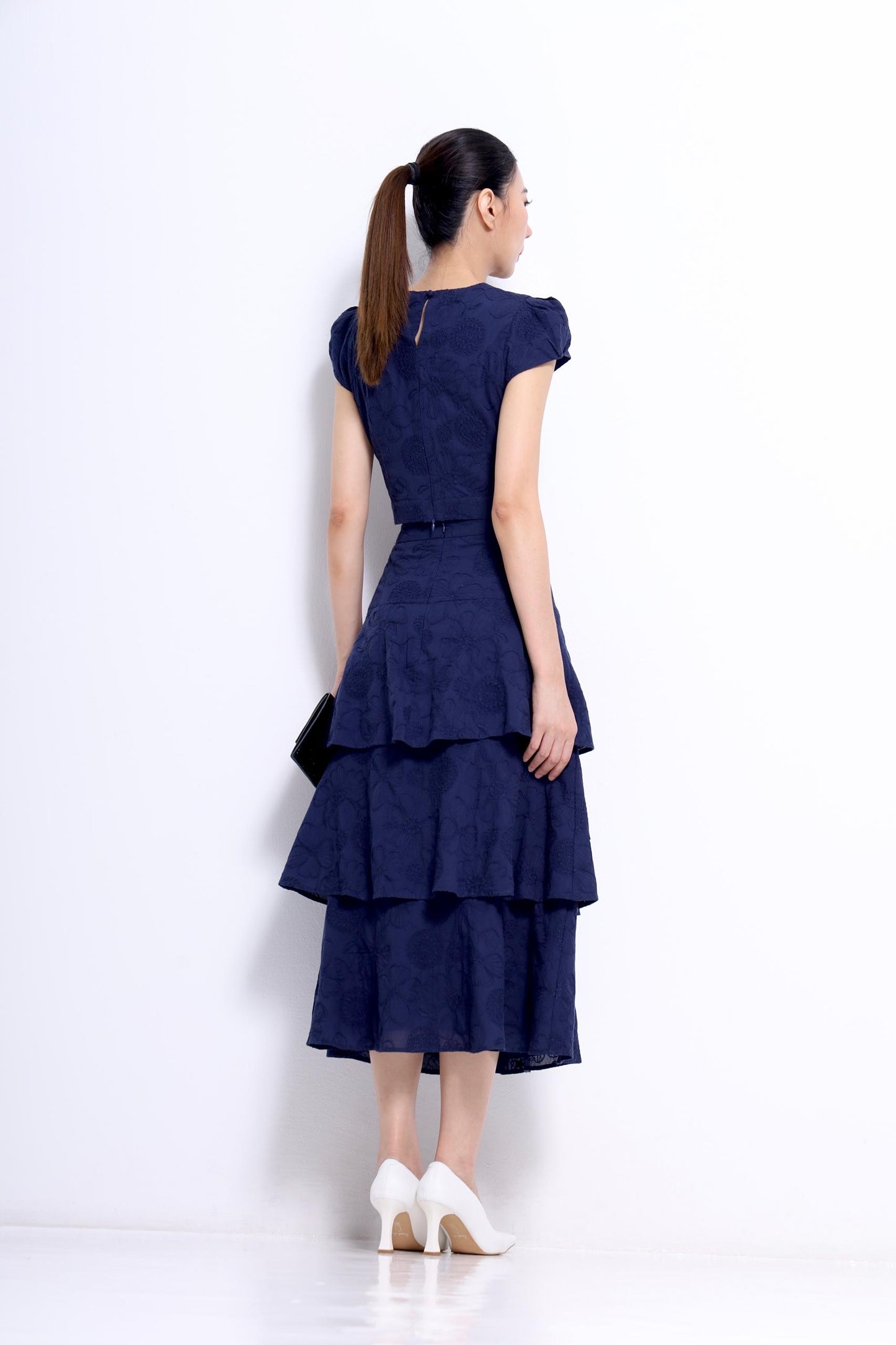 Hana Embroidered Flower Layered Skirt