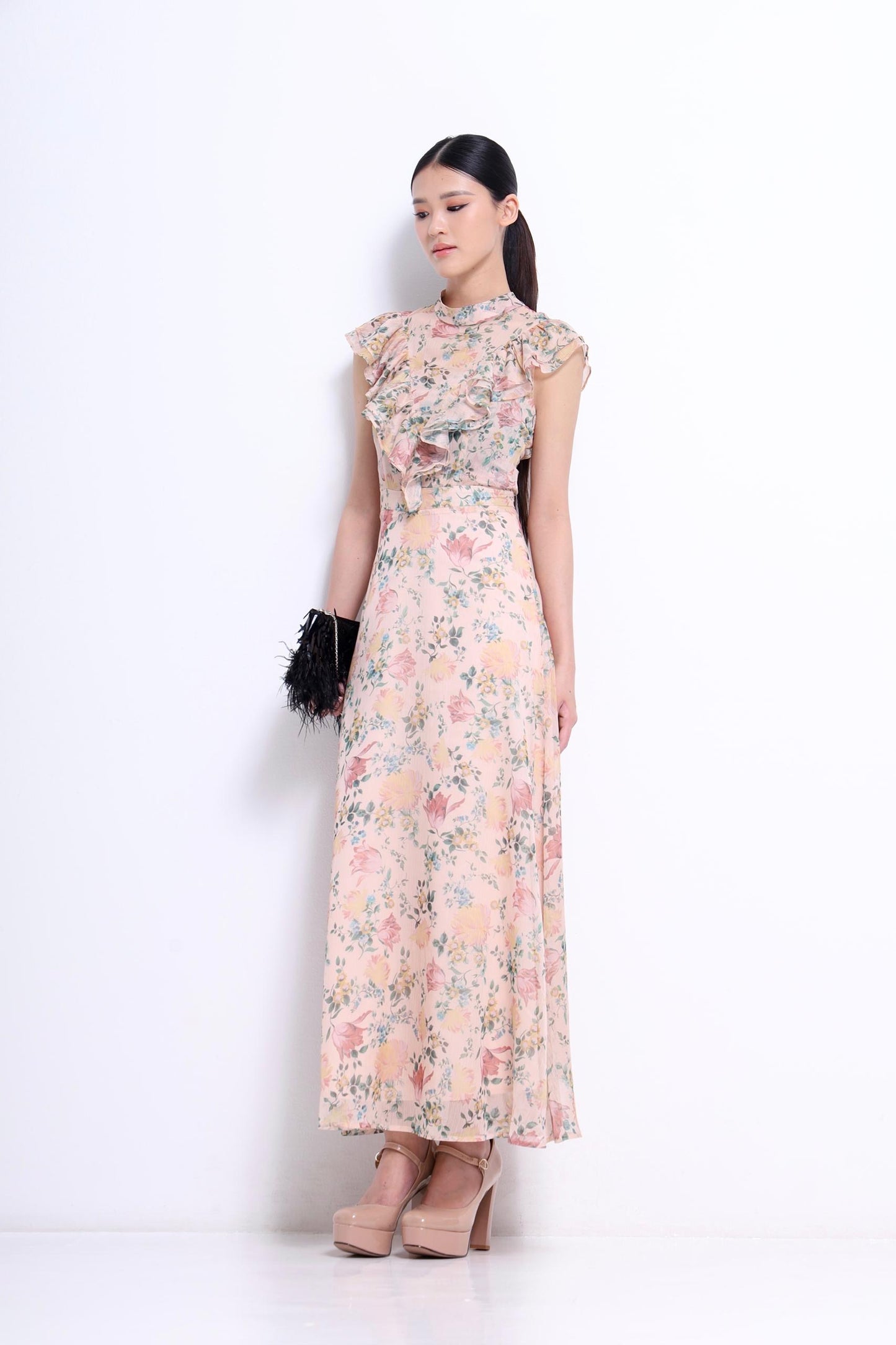 Dauphine Ruffle Chiffon Dress