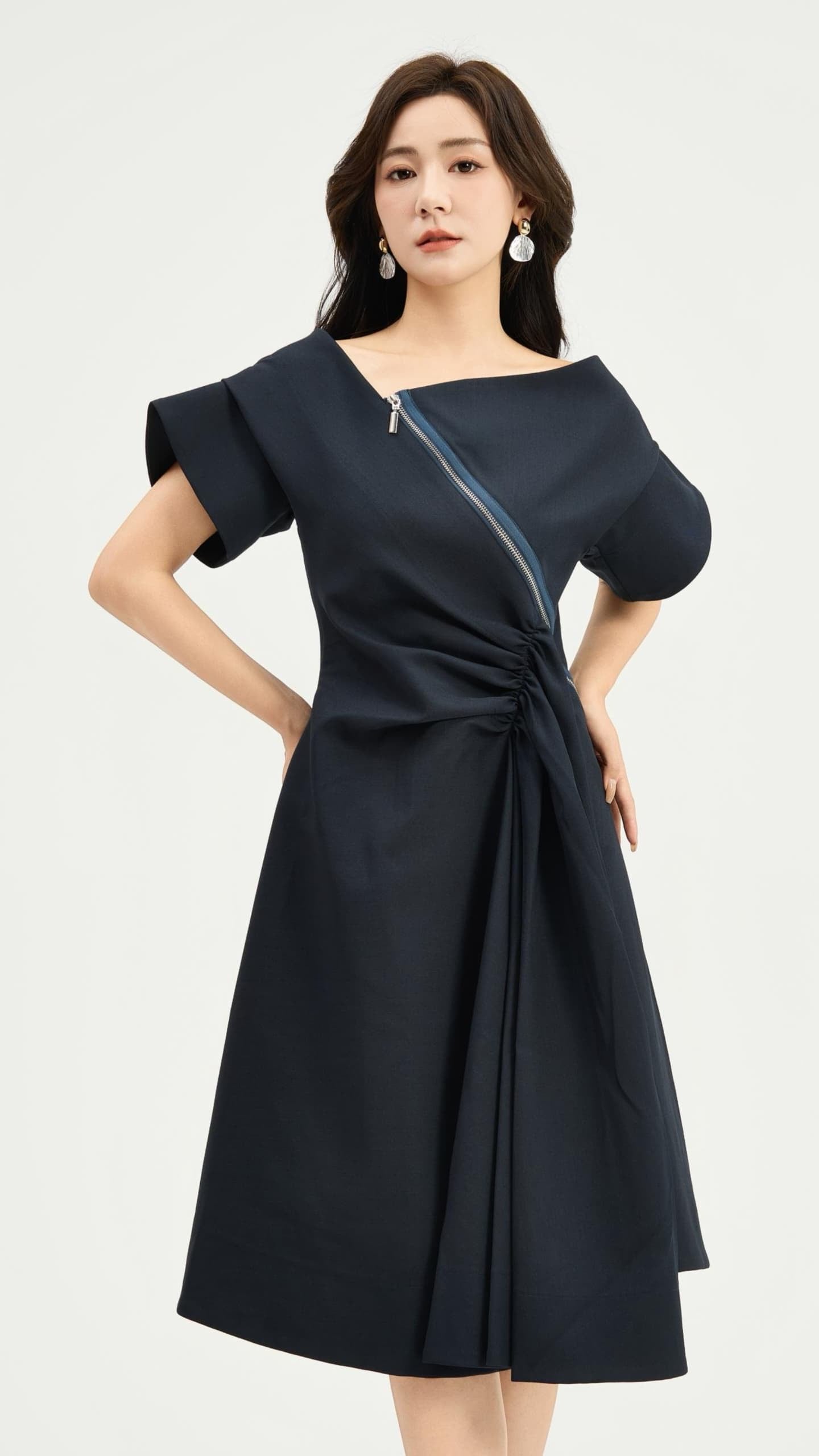 Ziri Asymmetrical Drape Dress
