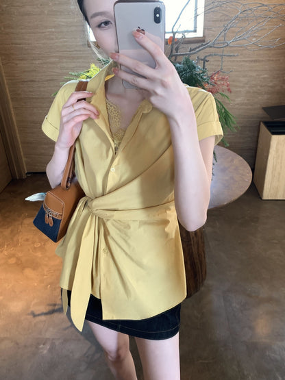 PREORDER Yoona Lace Side Tie Shirt