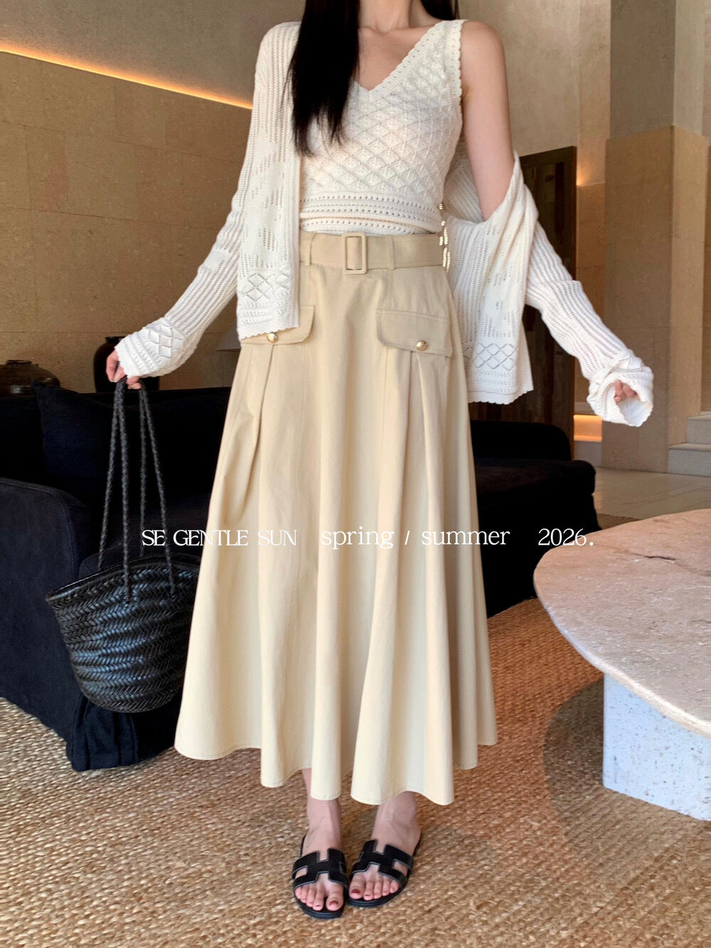 Sonia Belted A-line Skirt