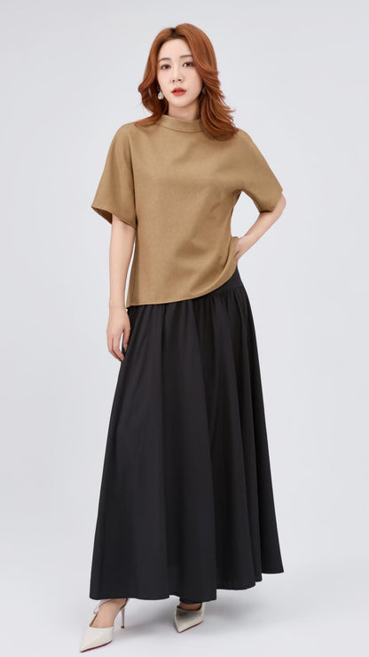 Ziri Loose Mock Neck Top