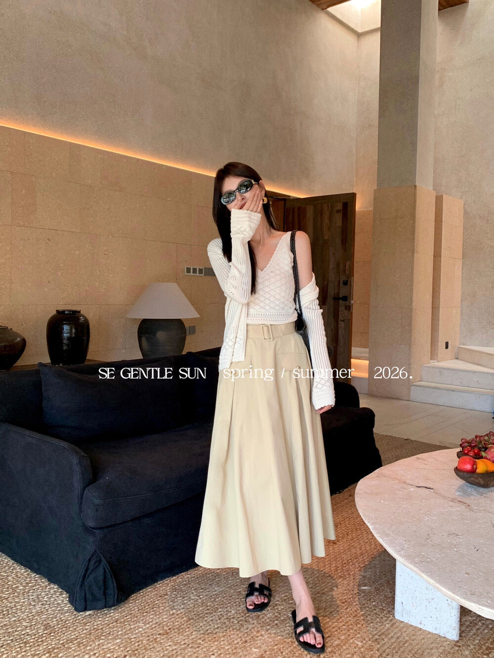 Sonia Belted A-line Skirt