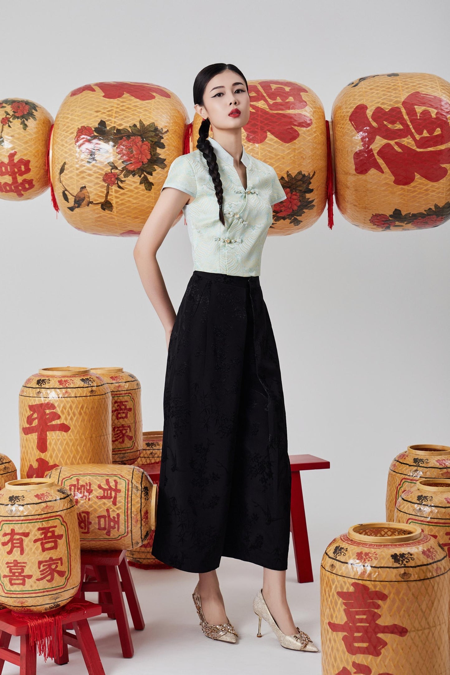Hui Orient Pleated Culottes