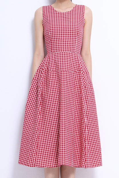 Elise A-line Checkered Dress