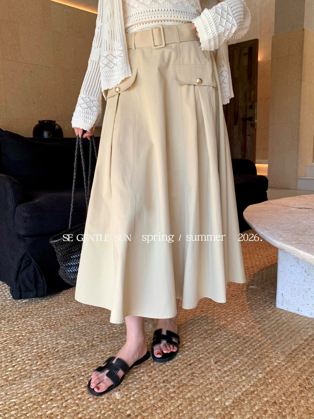 Sonia Belted A-line Skirt