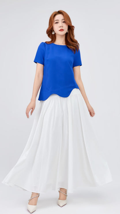 Ziri Scallop Hem Loose Top