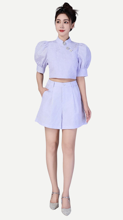 Xi Oriental Jacquard Qipao Top