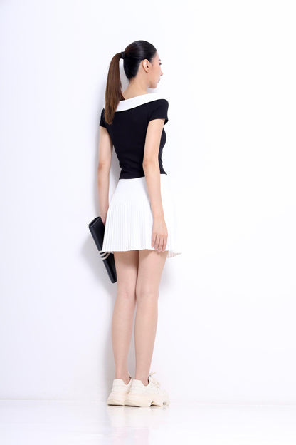 Felise Contrast Collar Knit Top