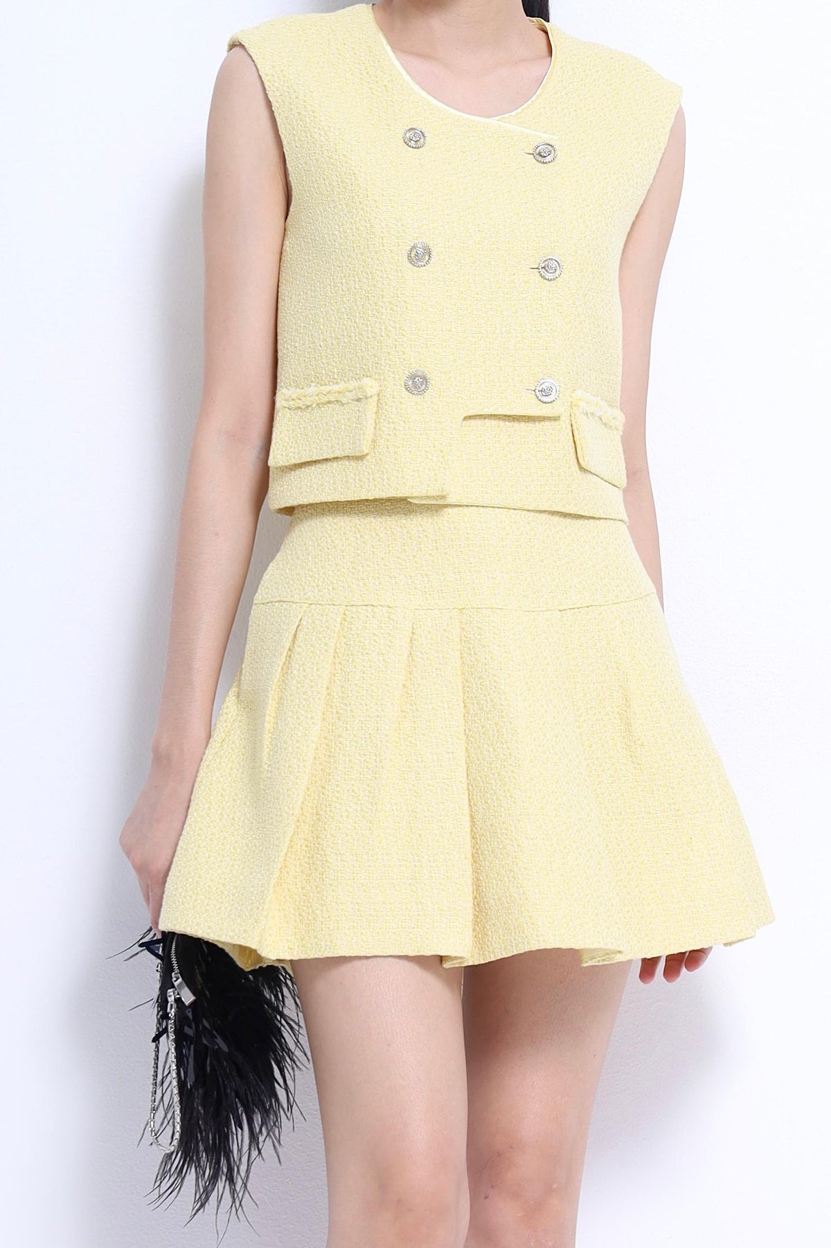 Gabrielle Double Breasted Tweed Vest