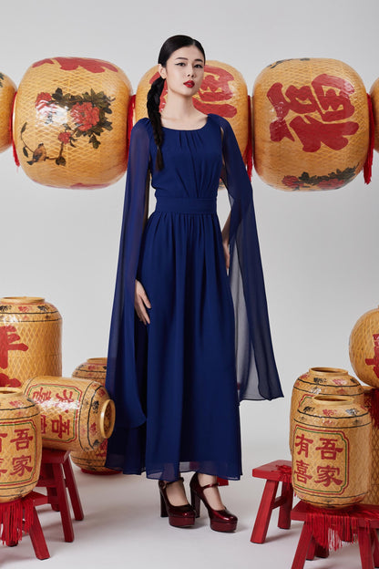 Venus Open Sleeve Chiffon Dress