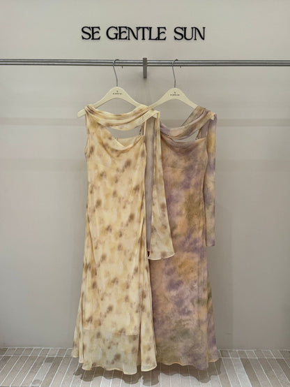 Dune Chiffon Halter Shawl Dress