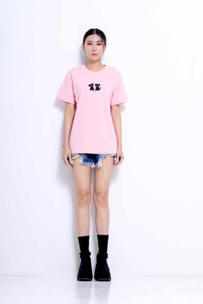 Puppy Embroidered Oversized Tee