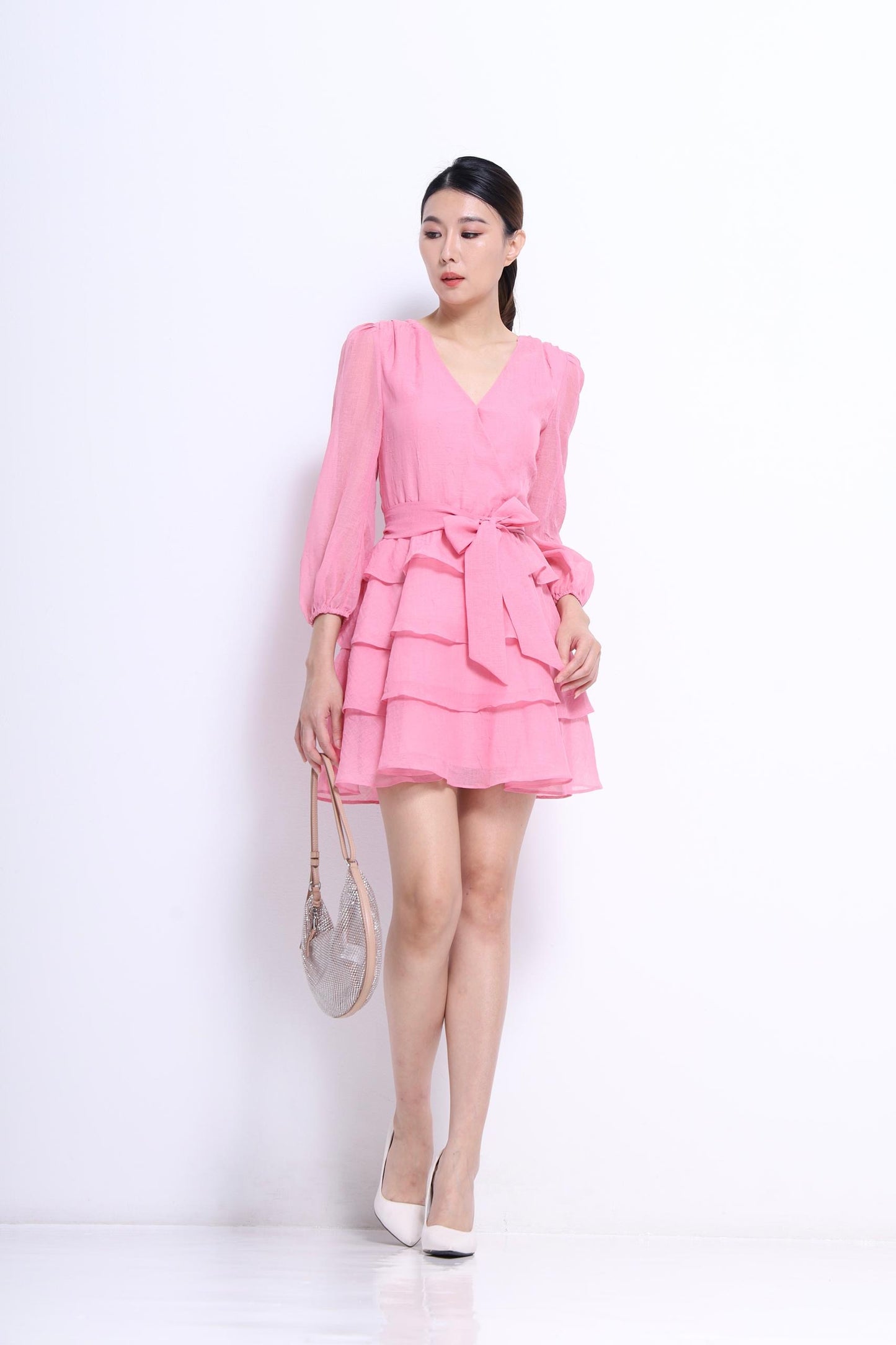 Celeste V-Neck Ruffles Midi Dress
