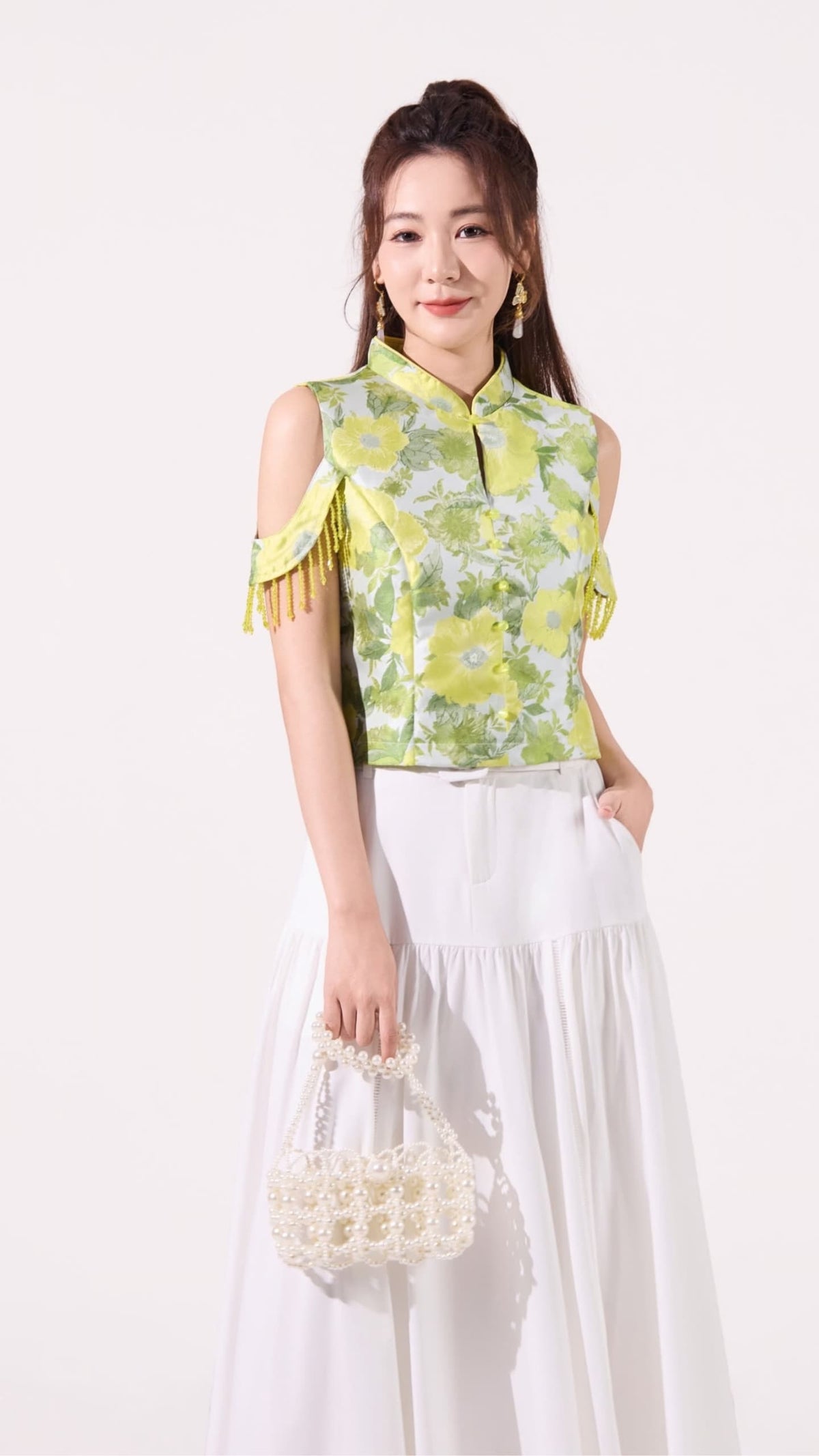 Lin Oriental Off Shoulder Tassel Top