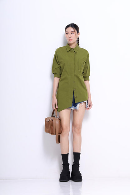 Miyu Asymmetrical Short Sleeve Shirt