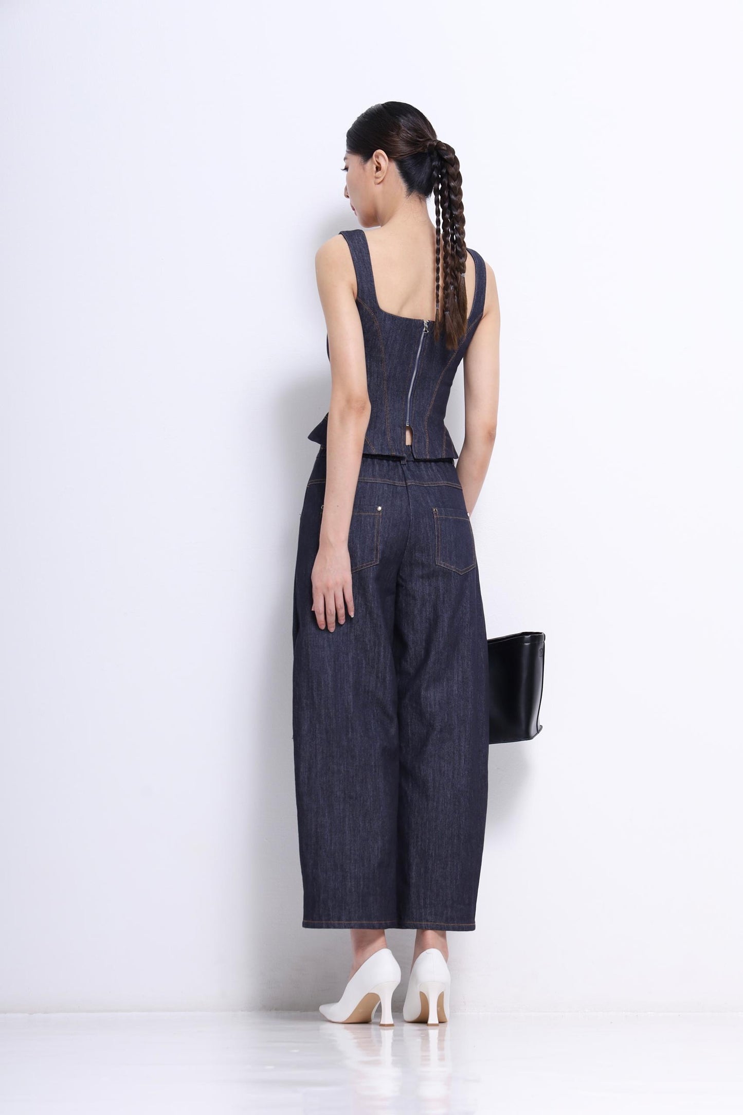 Zenda Denim Square Neck Top