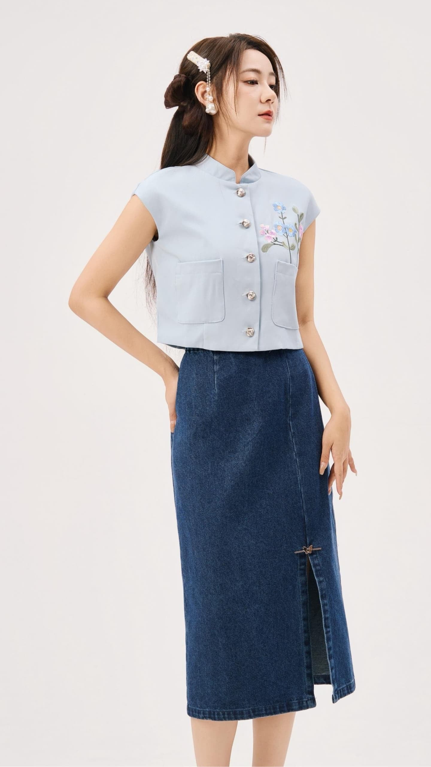 Jing Oriental Embroidered Vest Top