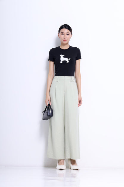 Puppy Embroidered Fitted Tee