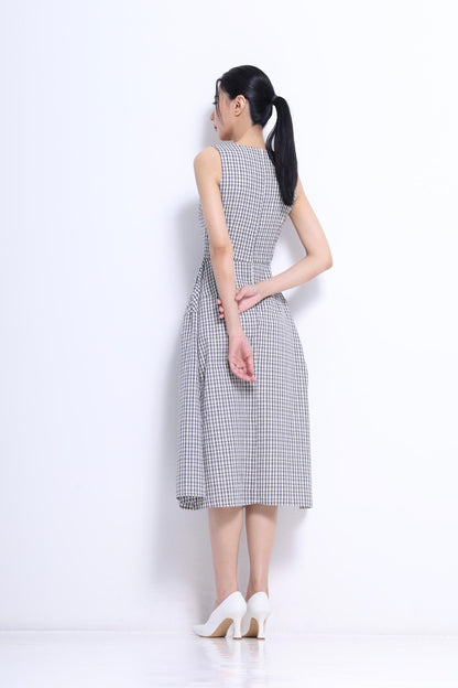 Elise A-line Checkered Dress