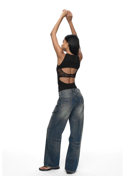 Rae Open Back Lace Tank Top (Padded)