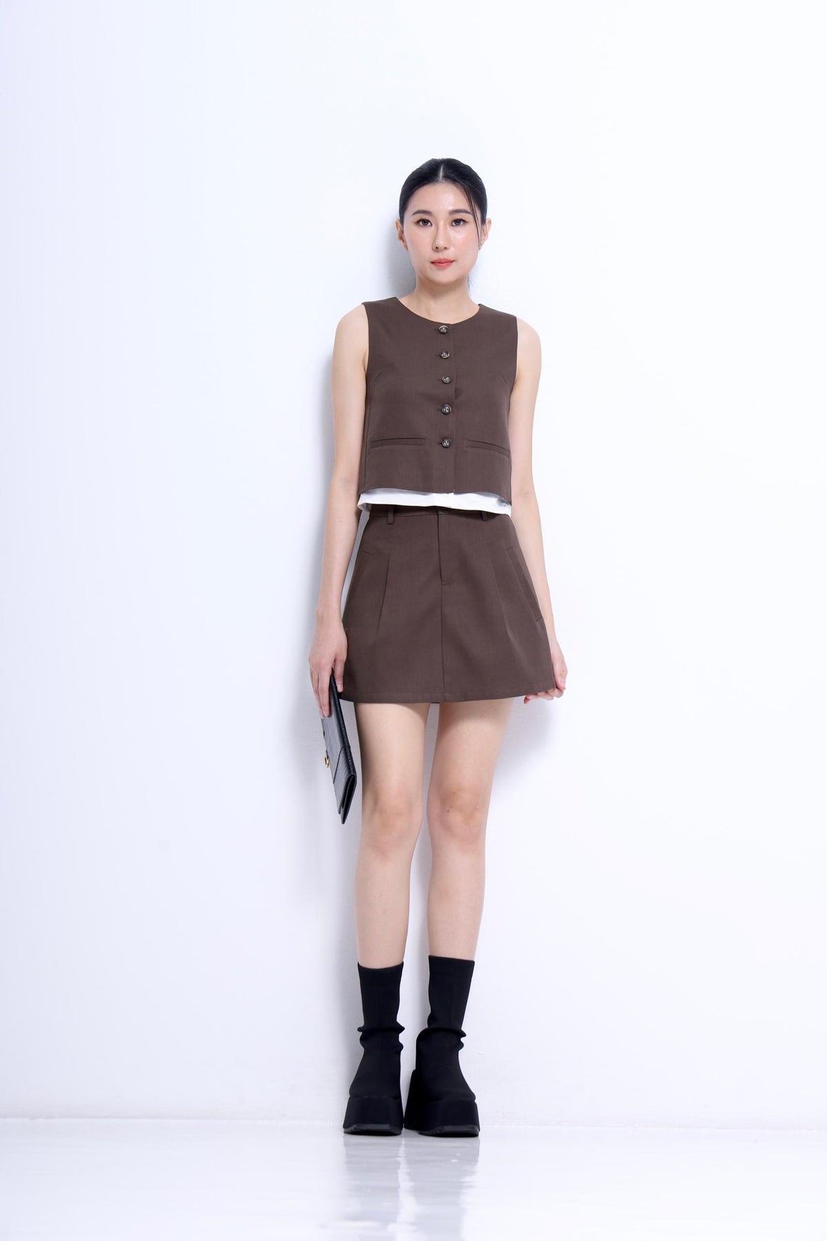 Marlene Front Pleated A-line Skirt