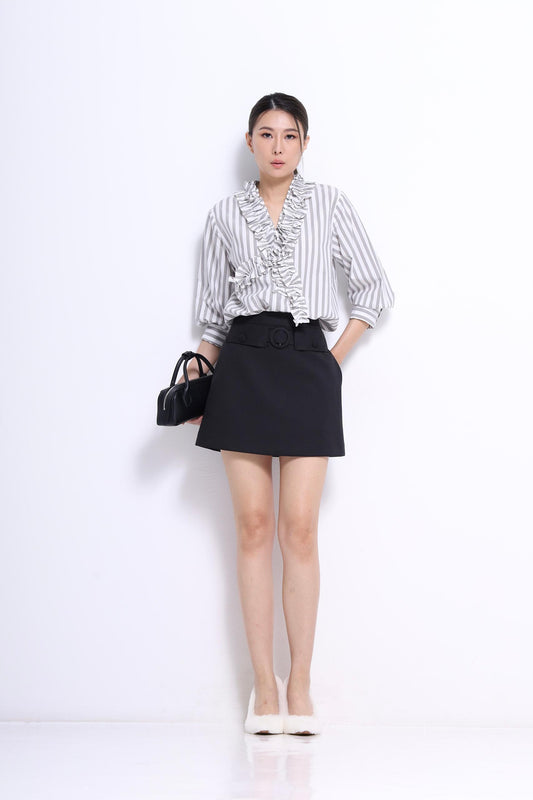 Hara Ruffle Collar Top