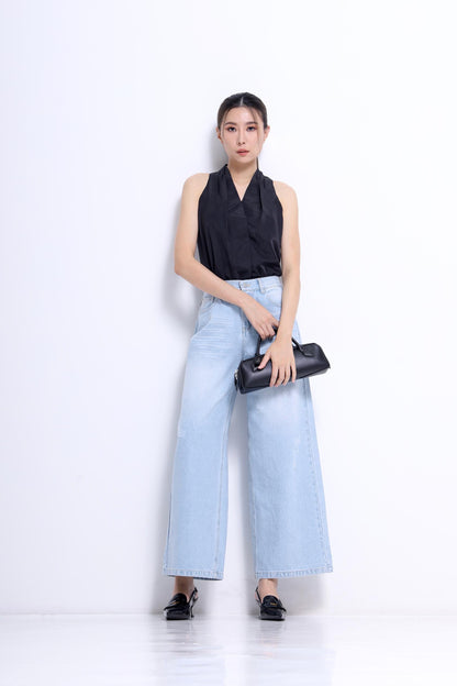 Nadya V-Neck Satin Top