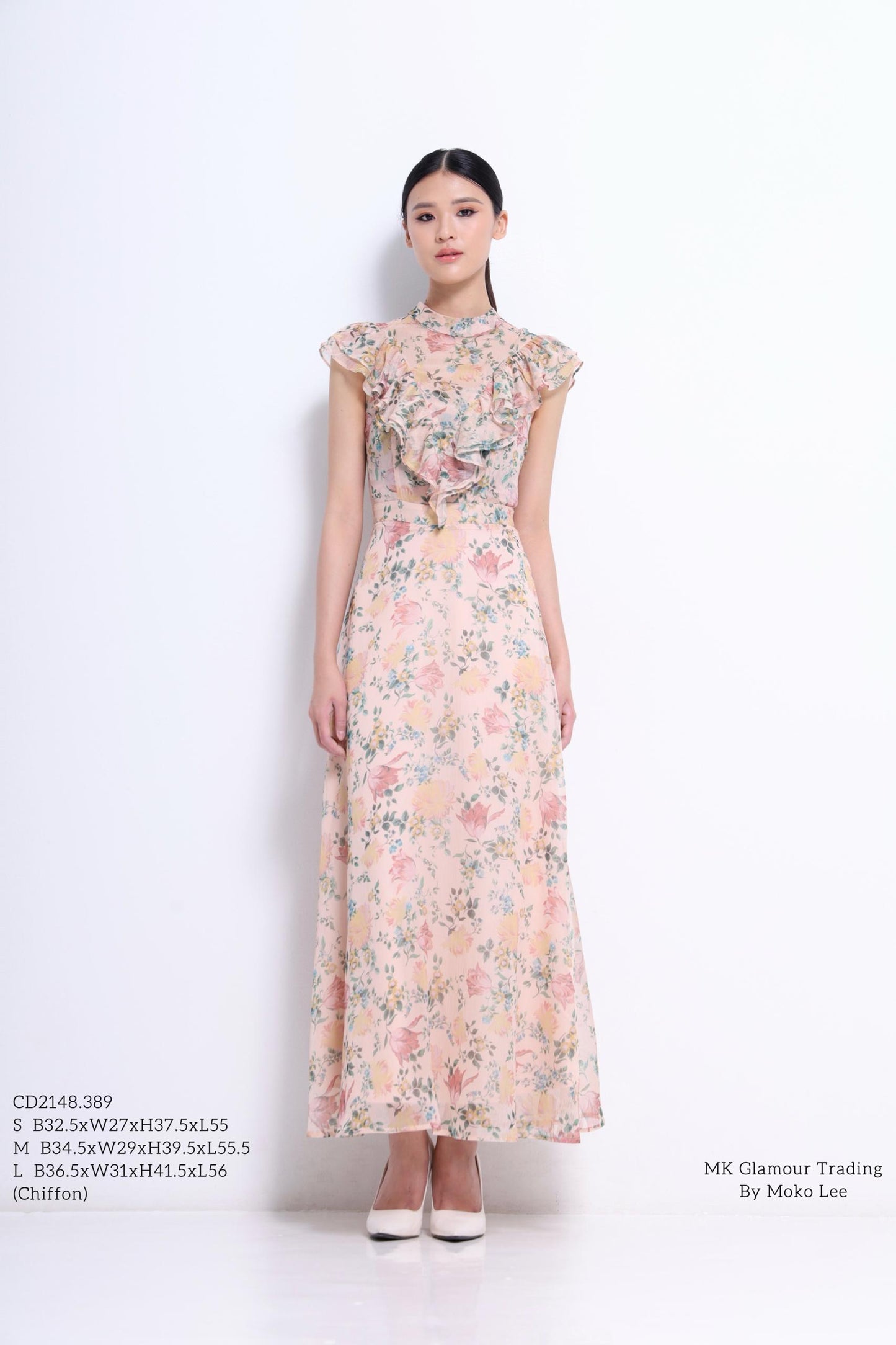 Dauphine Ruffle Chiffon Dress
