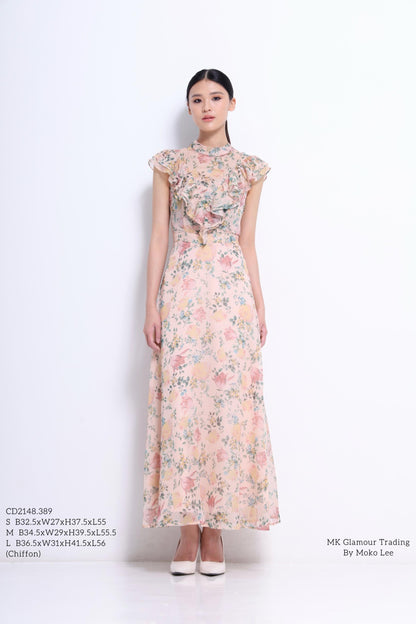 Dauphine Ruffle Chiffon Dress