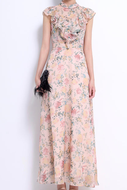 Dauphine Ruffle Chiffon Dress