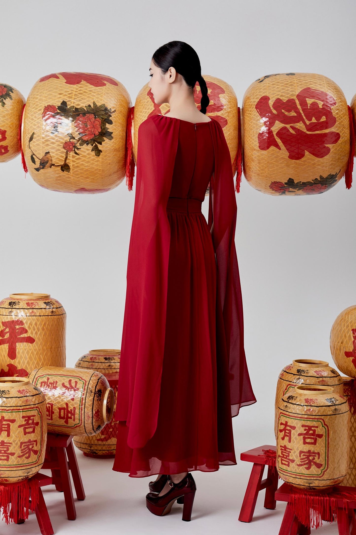 Venus Open Sleeve Chiffon Dress
