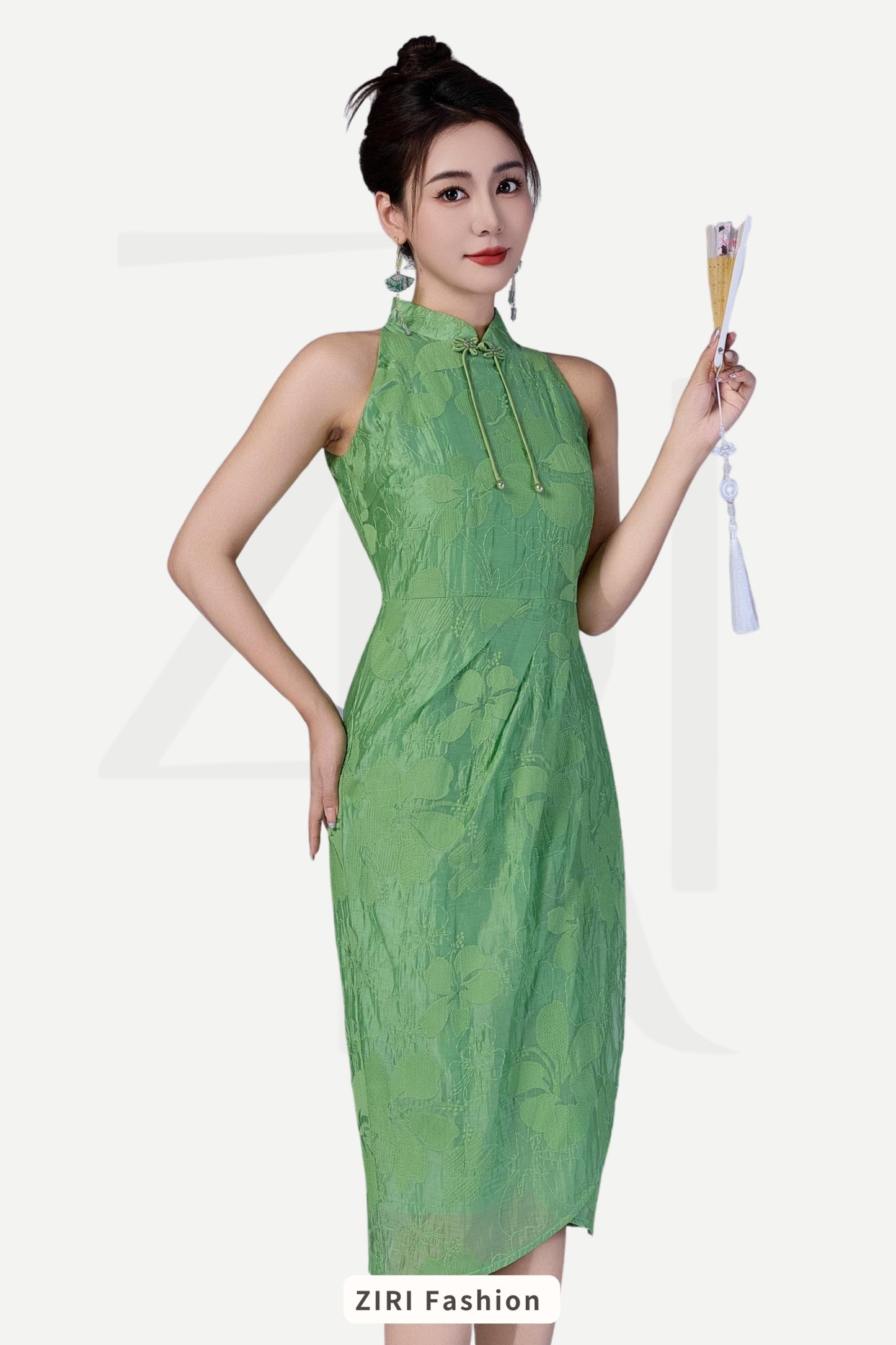 Sue Tencel Embroidered Qipao Dress