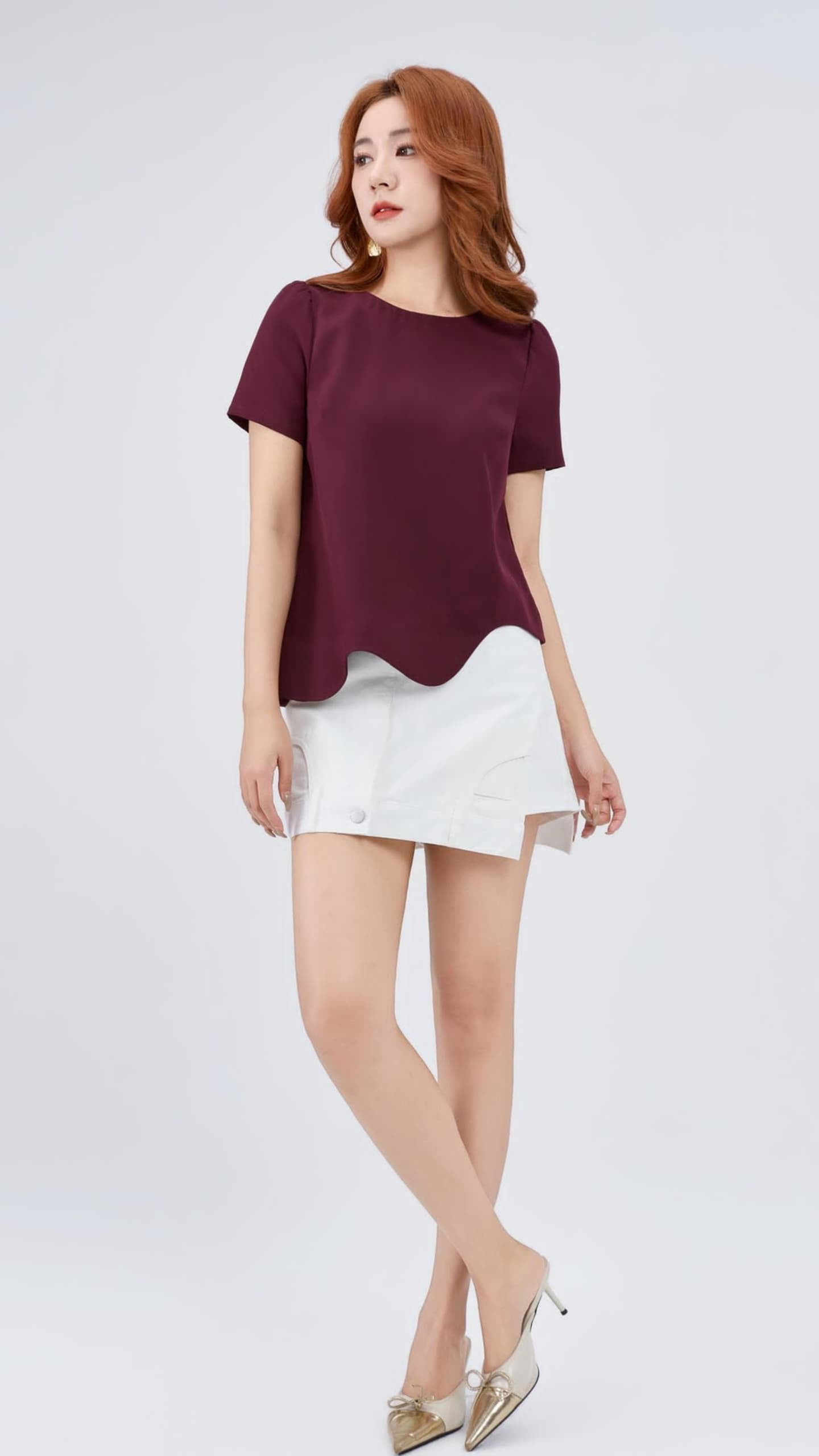 Ziri Scallop Hem Loose Top