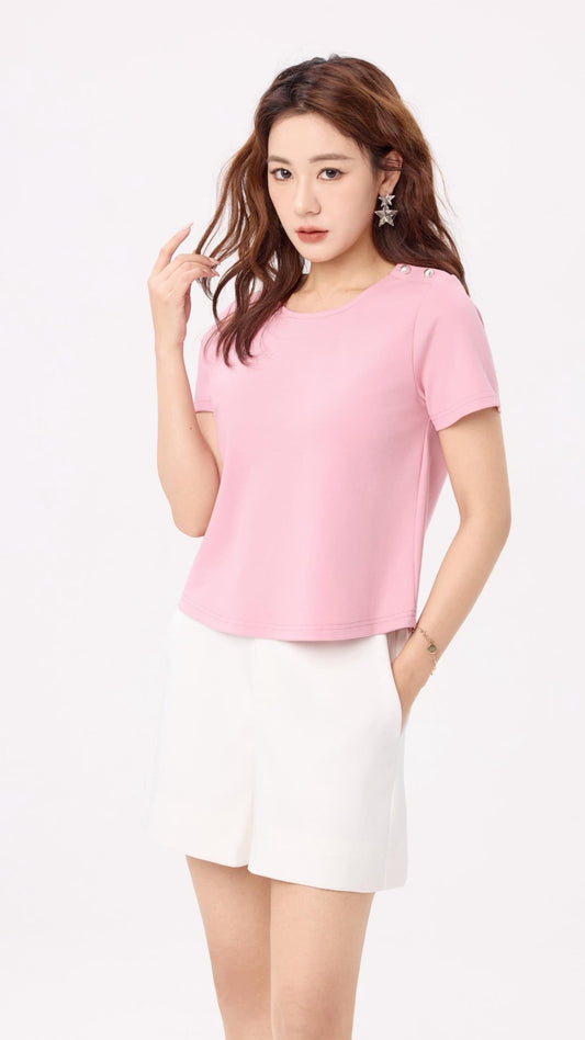 Ziri Button Embellished Tee