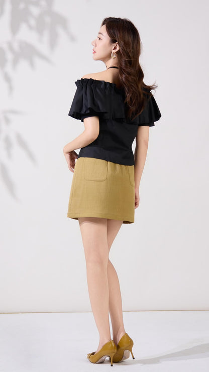 Ziri Pleated Ruffle Top