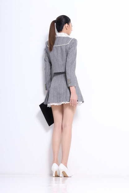 Miu Lace Hem Pleated Skirt