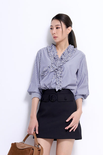 Hara Ruffle Collar Top