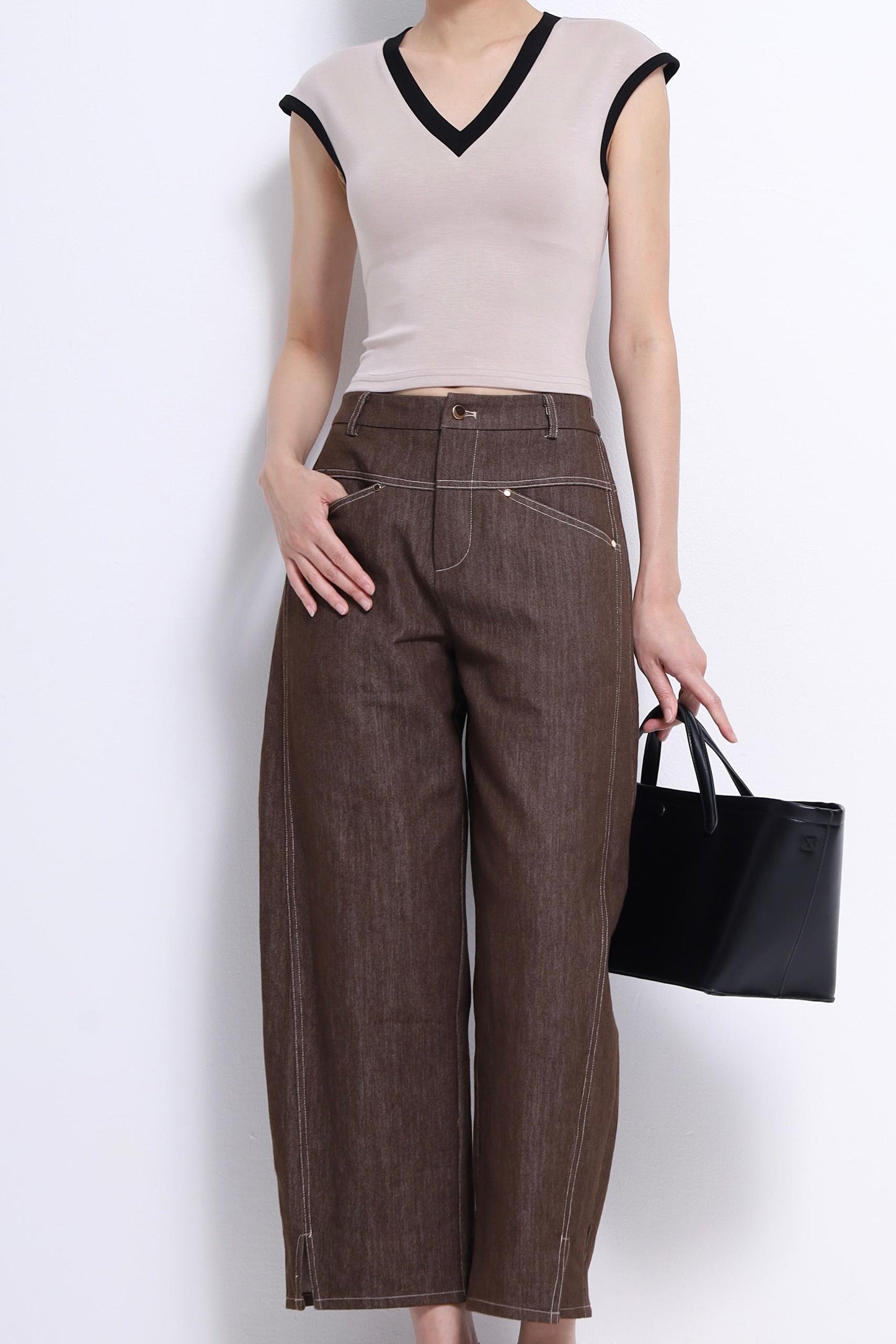 Trisha V-Neck Scuba Top