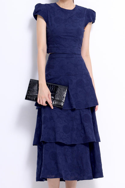 Hana Embroidered Flower Layered Skirt