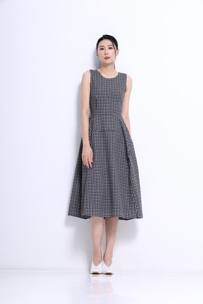 Elise A-line Checkered Dress