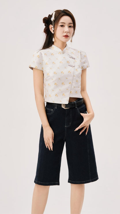 Nen Oriental Asymmetrical Qipao Top