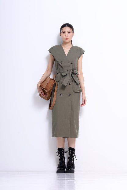 Mona V-Neck Trench Dress